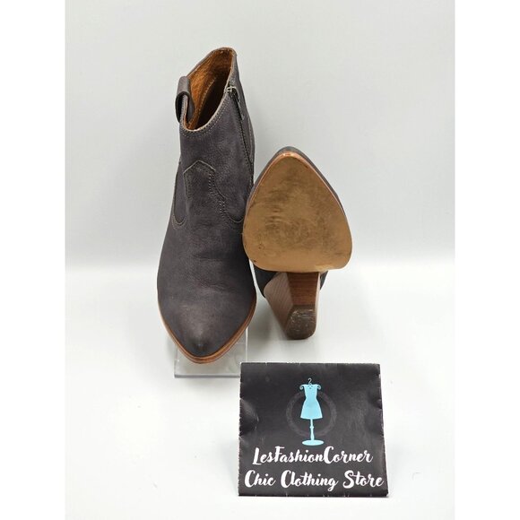Frye Women's Gray Nubuck Leather Rory Western Ankle Zip Bootie Size 10M 2325 - Picture 3 of 16